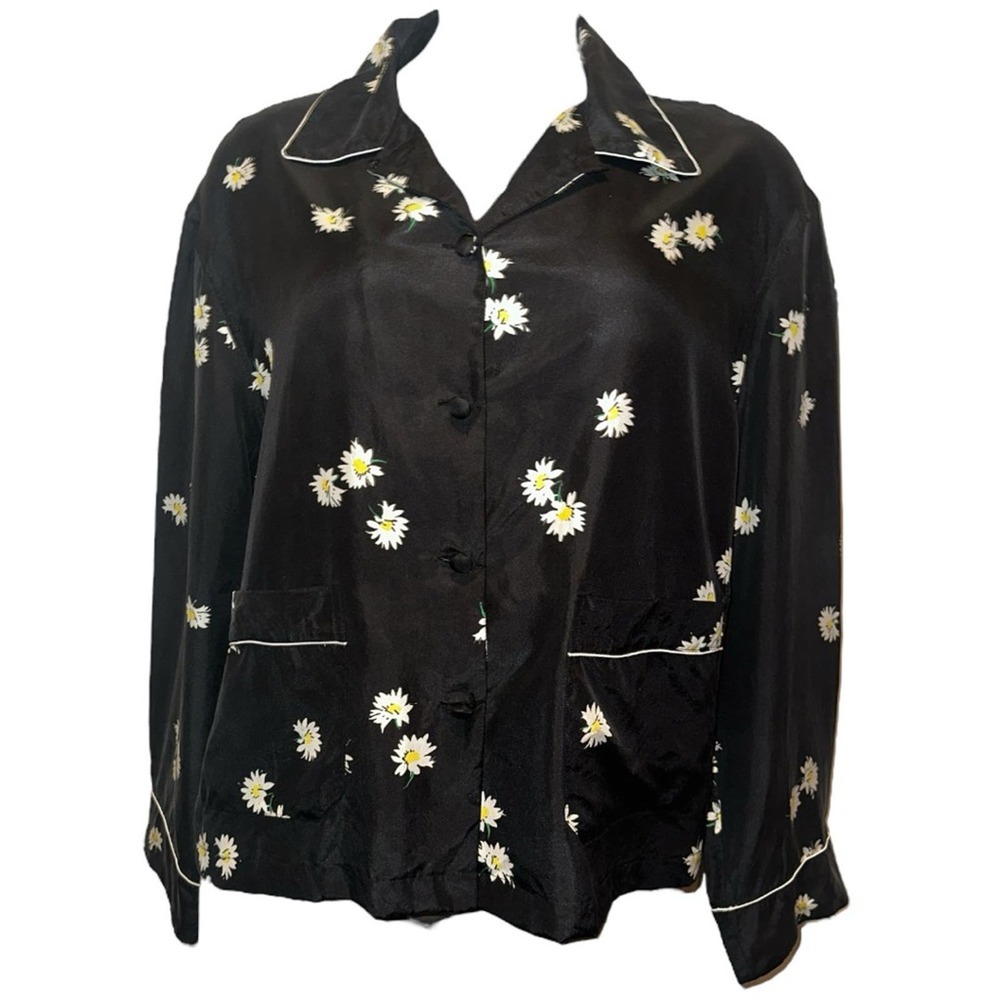 MARC JACOBS SOFIA LOVES 100% Silk Daisy Print Pajama Set: Top Size L and Pants M